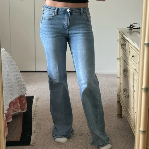 Free People Light Blue Flare Jeans Low Rise